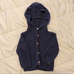 Navy Blue Knit Bear Sweater